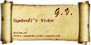 Gyebnár Vidor névjegykártya